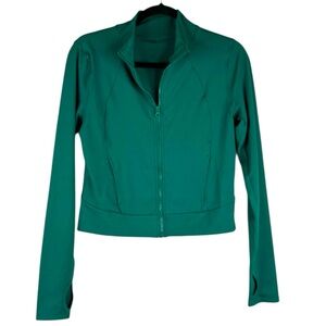 Emerald Green Workout Yoga Hiking Running Jogging Zip Down Jacket Size Small